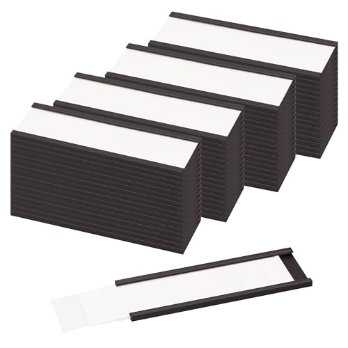 LLPT Magnetische Etikettenhalter(50 Stück) | Beschreibbar Schmutzfrei Abnehmbar für Schule Büro Whiteboards Kühlschränke Magnettafeln(MH2175) | 25MM x 75MM von LLPT