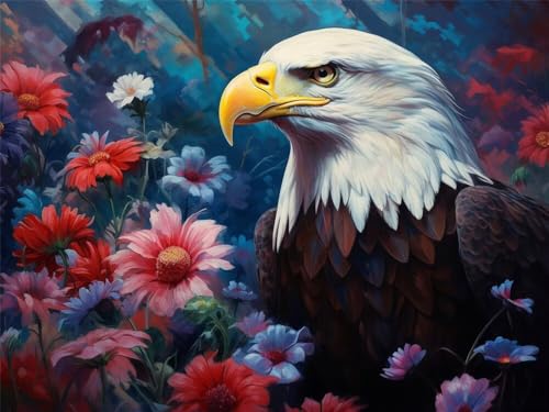 Malen Nach Zahlen Erwachsene Adler Blume, Malen Nach Zahlen mit Pinseln und Acrylfarben, DIY Paint by Numbers 100x70 cm, Malen-Nach-Zahlen Leinwand für Anfänger, Home Wand Decor (Ohne Rahmen) -YH595 von LLWYH