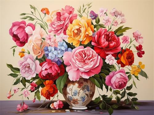 Malen Nach Zahlen Erwachsene Blumen Vase, Malen Nach Zahlen mit Pinseln und Acrylfarben, DIY Paint by Numbers 120x80 cm, Malen-Nach-Zahlen Leinwand für Anfänger, Home Wand Decor (Ohne Rahmen) -YH555 von LLWYH
