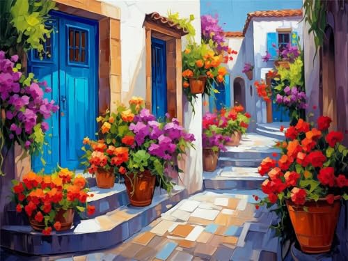 Malen Nach Zahlen Erwachsene Blumenallee Landschaft, Malen Nach Zahlen mit Pinseln und Acrylfarben, DIY Paint by Numbers 100x70 cm, Malen-Nach-Zahlen für Anfänger, Home Decor (Ohne Rahmen) -YH415 von LLWYH