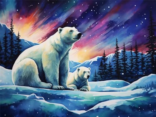 Malen Nach Zahlen Erwachsene Eisbär Tiere, Malen Nach Zahlen mit Pinseln und Acrylfarben, DIY Paint by Numbers 100 x 70 cm, Malen-Nach-Zahlen Leinwand für Anfänger, Home Decor (Ohne Rahmen) -YH577 von LLWYH