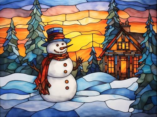 Malen Nach Zahlen Erwachsene Groß 100 x 70 cm, Malen Nach Zahlen Schneemann Haus, DIY Paint by Numbers Handgemalt Ölgemälde Leinwand Kit Mit Pinseln und Acrylfarbe Als Geschenk (Ohne Rahmen) -YH554 von LLWYH