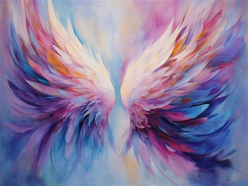 Malen Nach Zahlen Erwachsene Groß 120x80 cm, Malen Nach Zahlen Flügel Federn, DIY Paint by Numbers, Handgemalt Ölgemälde Kit Mit Pinseln und Acrylfarbe für Kinder Als Geschenk (Ohne Rahmen) -YH592 von LLWYH