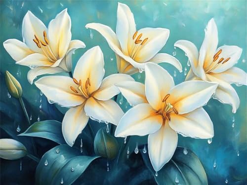 Malen Nach Zahlen Erwachsene Groß 40 x 30 cm, Malen Nach Zahlen Ästhetik Blume, DIY Paint by Numbers Handgemalt Ölgemälde Leinwand Kit Mit Pinseln und Acrylfarbe Als Geschenk (Ohne Rahmen) -YH462 von LLWYH