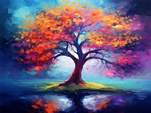 Malen Nach Zahlen Erwachsene Groß 70 x 50 cm, Malen Nach Zahlen Baum Des Lebens Landschaft, DIY Paint by Numbers, Handgemalt Ölgemälde Leinwand Kit Mit Pinseln und Acrylfarbe (Ohne Rahmen) -YH418 von LLWYH