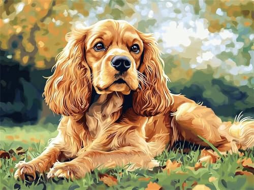 Malen Nach Zahlen Erwachsene Hund Tiere, Malen Nach Zahlen mit Pinseln und Acrylfarben, DIY Paint by Numbers 90x70 cm, Malen-Nach-Zahlen Leinwand für Anfänger, Home Wand Decor (Ohne Rahmen) -YH379 von LLWYH