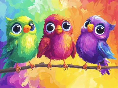 Malen Nach Zahlen Erwachsene Karikatur Vögel, Malen Nach Zahlen mit Pinseln und Acrylfarben, DIY Paint by Numbers 90x60 cm, Malen-Nach-Zahlen Leinwand für Anfänger, Home Decor (Ohne Rahmen) -YH559 von LLWYH