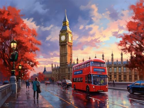 Malen Nach Zahlen Erwachsene London Stadtbild, Malen Nach Zahlen mit Pinseln und Acrylfarben, DIY Paint by Numbers 120 x 80 cm, Malen-Nach-Zahlen für Anfänger, Home Wand Decor (Ohne Rahmen) -YH433 von LLWYH