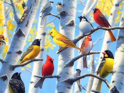 Malen Nach Zahlen Erwachsene Vogel Äste, Malen Nach Zahlen mit Pinseln und Acrylfarben, DIY Paint by Numbers 100x70 cm, Malen-Nach-Zahlen Leinwand für Anfänger, Home Wand Decor (Ohne Rahmen) -YH411 von LLWYH