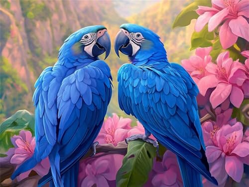 Malen Nach Zahlen Erwachsene Vogel Papagei, Malen Nach Zahlen mit Pinseln und Acrylfarben, DIY Paint by Numbers 40 x 30 cm, Malen-Nach-Zahlen Leinwand für Anfänger, Home Decor (Ohne Rahmen) -YH453 von LLWYH