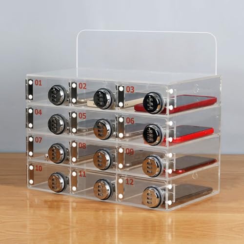 Handygarage schule, Acryl handy safe Aufbewahrungsschrank, Wandmontiertes handy aufbewahrungsbox mit Passwortsperre(60) von LLZJDDPLY