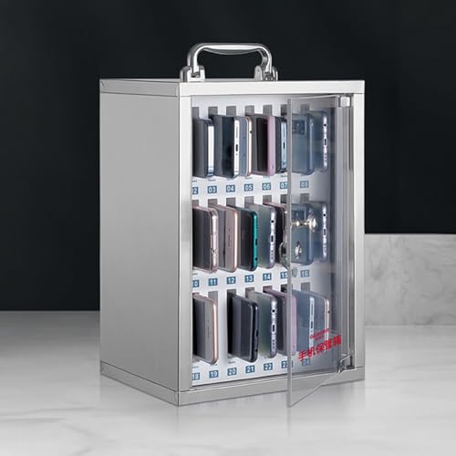 Handytresor aus Edelstahl, Handygarage schule für das Klassenzimmer, Handy aufbewahrungsbox mit Sicherheitsschloss(48) von LLZJDDPLY