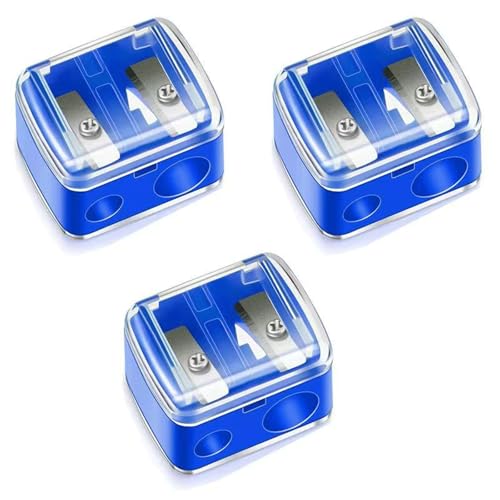 Doppelter Bleistiftspitzer, Kosmetikstift, Lipliner, Eyeliner-Spitzer, praktisch, notwendige Werkzeuge, Spitzer, leicht zu reinigen, reisefreundlich, Blau 3 Stück Doppelter Bleistiftspitzer, Kosmetikstift, Lipliner, Eyeliner-Spitzer, praktisch, notwendige Werkzeuge, Spitzer, leicht zu reinigen, reisefreundlich, Blau 3 Stück von LLiuvccz