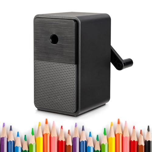 Manueller Bleistiftspitzer mit verstellbarer Spitze, automatische manuelle Kurbel, Klinge aus legiertem Stahl für schnelles Schärfen, geeignet für Studenten, Klassenzimmer, Zuhause und Büros (schwarz) von LLiuvccz