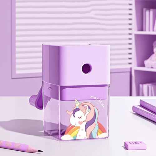Niedlicher Dinosaurier-Bleistiftspitzer, manuelle Kurbel, automatischer Eingang, geeignet für Klassenzimmer, Zuhause, manuelle Spitzer für Buntstifte, Lernbedarf, Schreibwarengeschenke (C) von LLiuvccz