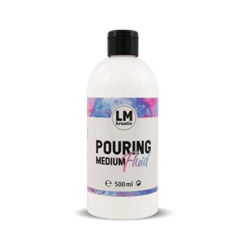 LM-Kreativ Pouring Fluid 500 ml Transparent für Leinwand & Staffelei. Für Gießanwendungen & Fließtechniken mit Acryl Farbe. Geeignet als Gieß-Farbe für Puddle-Pouring Dirty-Pouring Flip Cup von LM-Kreativ