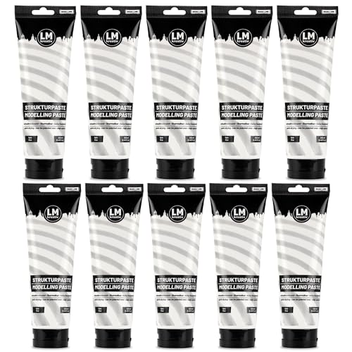 LM-Kreativ Strukturpaste Fein Weiß 10 x 250 ml – Perfekte Modellierpaste/Spachtel für Acrylmalerei, Texturen und Effekte - Vielseitige Spachtelmasse für Leinwand, Holz und andere Untergründe LM-Kreativ Strukturpaste Fein Weiß 10 x 250 ml – Perfekte Modellierpaste/Spachtel für Acrylmalerei, Texturen und Effekte - Vielseitige Spachtelmasse für Leinwand, Holz und andere Untergründe von LM-Kreativ