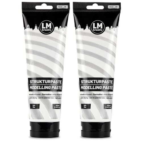 LM-Kreativ Strukturpaste Fein Weiß 2 x 250 ml – Perfekte Modellierpaste/Spachtel für Acrylmalerei, Texturen und Effekte - Vielseitige Spachtelmasse für Leinwand, Holz und andere Untergründe LM-Kreativ Strukturpaste Fein Weiß 2 x 250 ml – Perfekte Modellierpaste/Spachtel für Acrylmalerei, Texturen und Effekte - Vielseitige Spachtelmasse für Leinwand, Holz und andere Untergründe von LM-Kreativ