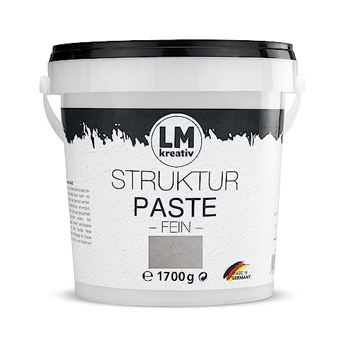 LM-Kreativ LM Struktur Paste fein 1,7 KG - Beton Grau - Strukturpaste für Leinwand - Perfekt für Bilder im Wohnzimmer, Flur, Schlafzimmer, Büro von LM-Kreativ