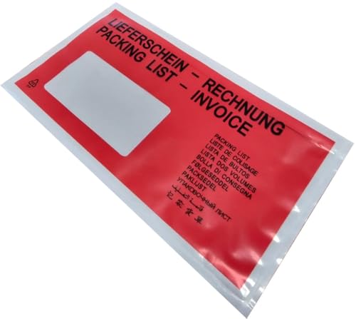 Lieferscheintaschen DIN lang selbstklebend aus PE - Polyethylen, Dokumententaschen, rot, bedruckt für Lieferschein/Rechnung Lieferscheintaschen DIN lang selbstklebend aus PE - Polyethylen, Dokumententaschen, rot, bedruckt für Lieferschein/Rechnung von LMG Germany