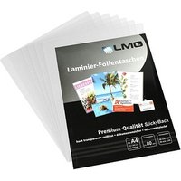 25 LMG Laminierfolien glänzend für A4 80 micron selbstklebender Rücken von LMG
