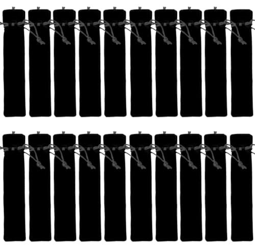 LMHEYL Samt-Federmäppchen, mit Kordelzug, für Stifte, Make-up-Pinsel, Schmuck (schwarz), 20 Stück von LMHEYL