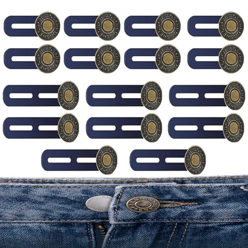 LMOGWL 16 Stück Hosenbund-Verlängerungsknopf, elastischer Metallknopf zur Verlängerung der Hose,universeller einziehbarer Knopf für Männer und Frauen,verstellbarer Hosenknopf, geeignet für Jeans,Röcke von LMOGWL