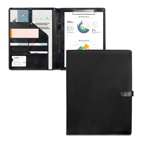 Personalisiertes Padfolio mit Logo Foto Name, benutzerdefinierte Business-Portfolio-Ordner für A4-Klemmbrett, Dokumente/Kartenhalter, PureBlack von LMPTOEI