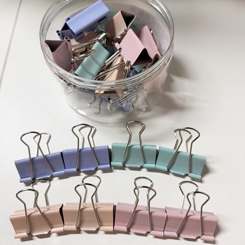 Binder-Clips, 2,8 cm, große Ordner, bunte Büroklammer, mit Box, ein riesiger Ordner für Büro- und Haushaltsgegenstände (in Morandi-Farbe) von LMQPT