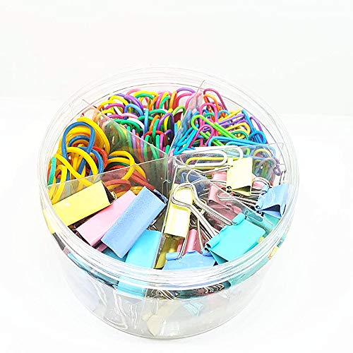 Büroklammern-Set, Büroklammern, groß, mittel und klein, 220 farbige Büroklammern und Binder-Clips, verschiedene Größen, für Zuhause, Büro, Schule, Dokumentenorganisation von LMQPT