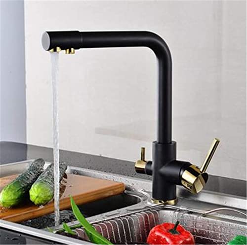 LMRJHAZM Messing-Marmor-Malerei, Deckmontage, Trinkwasserhahn mit Belüfter, 3-Wege-Wasserfilter, Küchenarmaturen, gefilterter Kran für Küche, 360° drehbar, Weiß von LMRJHAZM