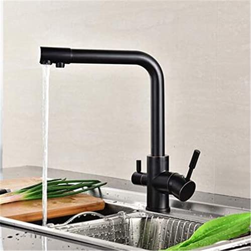 LMRJHAZM Messing-Marmor-Malerei, Deckmontage, Trinkwasserhahn mit Belüfter, 3-Wege-Wasserfilter, Küchenarmaturen, gefilterter Kran für Küche, 360° drehbar, Weiß von LMRJHAZM