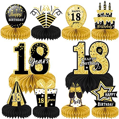 10 Stück 18. Schwarz Gold Geburtstag Dekoration, LMSHOWOWO Prost auf 18 Jahre Bienenwabe Geburtstag Mittelstücke Tischdekorationen, Waben Party Tischaufsätze für Männer Frauen Geburtstag Party Zubehör 10 Stück 18. Schwarz Gold Geburtstag Dekoration, LMSHOWOWO Prost auf 18 Jahre Bienenwabe Geburtstag Mittelstücke Tischdekorationen, Waben Party Tischaufsätze für Männer Frauen Geburtstag Party Zubehör von LMSHOWOWO