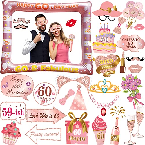 30 Stück 60. Geburtstag Deko Fotorequisiten, LMSHOWOWO Rosegold Aufblasbarer Bilderrahmen, 60 Geburtstag Foto Requisiten, Party Foto Booth Props, Geburtstag Fotobox Accessoires für Geburtstage Zubehör 30 Stück 60. Geburtstag Deko Fotorequisiten, LMSHOWOWO Rosegold Aufblasbarer Bilderrahmen, 60 Geburtstag Foto Requisiten, Party Foto Booth Props, Geburtstag Fotobox Accessoires für Geburtstage Zubehör von LMSHOWOWO