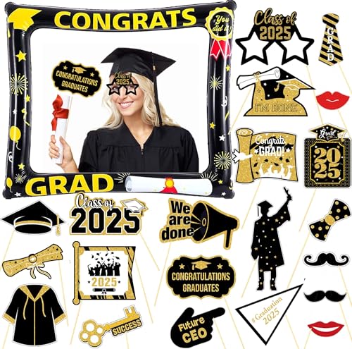 Graduation Deko 2025, LMSHOWOWO Abschlussfeier Aufblasbarer Fotorahmen und 21 Stück Foto Requisiten, Fotobox Accessoires für Abschluss, Graduation Fotorequisiten Graduation Deko 2025, LMSHOWOWO Abschlussfeier Aufblasbarer Fotorahmen und 21 Stück Foto Requisiten, Fotobox Accessoires für Abschluss, Graduation Fotorequisiten von LMSHOWOWO