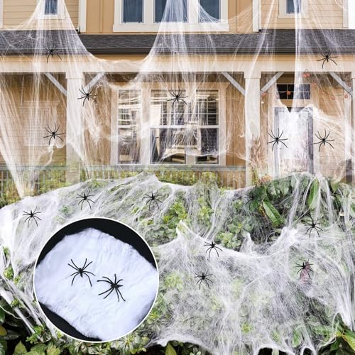 Halloween Deko Spinnennetz, LMSHOWOWO 200g 1000m² Dehnbare Weiß Spinnenweben mit 60 Kunststoff Spinnen, Realistisch Spinnennetz Dekoration für Halloween Deko Garten Outdoor Innen Spukhaus Gruselig Halloween Deko Spinnennetz, LMSHOWOWO 200g 1000m² Dehnbare Weiß Spinnenweben mit 60 Kunststoff Spinnen, Realistisch Spinnennetz Dekoration für Halloween Deko Garten Outdoor Innen Spukhaus Gruselig von LMSHOWOWO