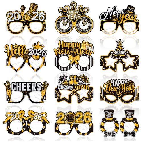 LMSHOWOWO 12 PCS Frohes Neues Jahr Brillen, Silvester Deko 2026, Papier Neujahr Partybrillen Silvester Brille für 2026 Neujahr Silvester Party Dekoration Foto Requisiten LMSHOWOWO 12 PCS Frohes Neues Jahr Brillen, Silvester Deko 2026, Papier Neujahr Partybrillen Silvester Brille für 2026 Neujahr Silvester Party Dekoration Foto Requisiten von LMSHOWOWO