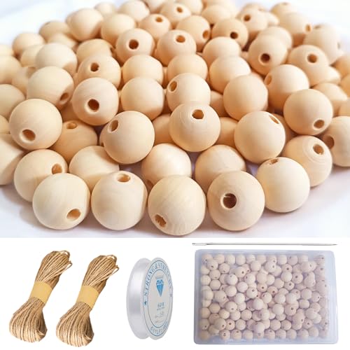 LMSHOWOWO 120 Stück 20mm Holzkugeln mit Loch, Holzperlen zum Auffädeln, Natur für Makramee, Unbehandelte Runde Holzperlen, Kreative Runde Perlen, für Basteln DIY Schmuck Armband LMSHOWOWO 120 Stück 20mm Holzkugeln mit Loch, Holzperlen zum Auffädeln, Natur für Makramee, Unbehandelte Runde Holzperlen, Kreative Runde Perlen, für Basteln DIY Schmuck Armband von LMSHOWOWO