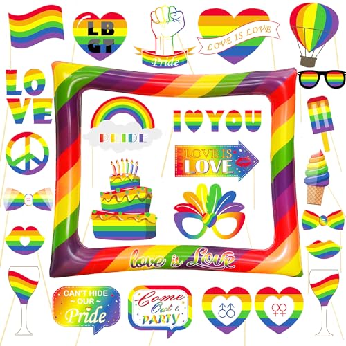 LMSHOWOWO 26 Stück Regenbogen Foto Requisiten, Love is Love Aufblasbarer Fotorahmen, LGBT Foto Booth Props, Fotorequisiten, Gay Pride Fotobox Accessoires, für LGBT Gay Pride Party Deko LMSHOWOWO 26 Stück Regenbogen Foto Requisiten, Love is Love Aufblasbarer Fotorahmen, LGBT Foto Booth Props, Fotorequisiten, Gay Pride Fotobox Accessoires, für LGBT Gay Pride Party Deko von LMSHOWOWO