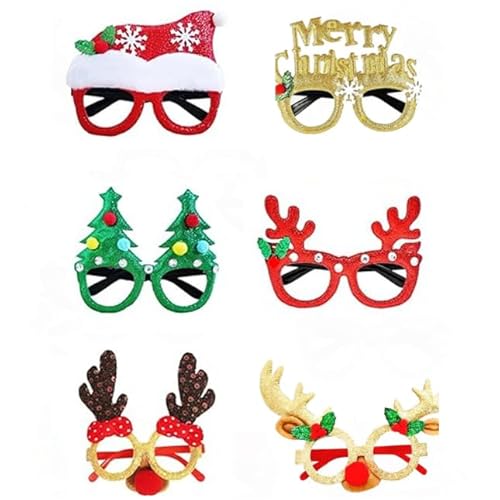 LMSHOWOWO 6 Stück Weihnachtsbrillen, Lustig Weihnachtsbrille Set, Glitterte Weihnachtsbaum Brillenrahmen, Kreative Weihnachten Brille Rahmen, Weihnachtsdeko für Weihnachsparty Kostüm Erwachsene Kinder LMSHOWOWO 6 Stück Weihnachtsbrillen, Lustig Weihnachtsbrille Set, Glitterte Weihnachtsbaum Brillenrahmen, Kreative Weihnachten Brille Rahmen, Weihnachtsdeko für Weihnachsparty Kostüm Erwachsene Kinder von LMSHOWOWO
