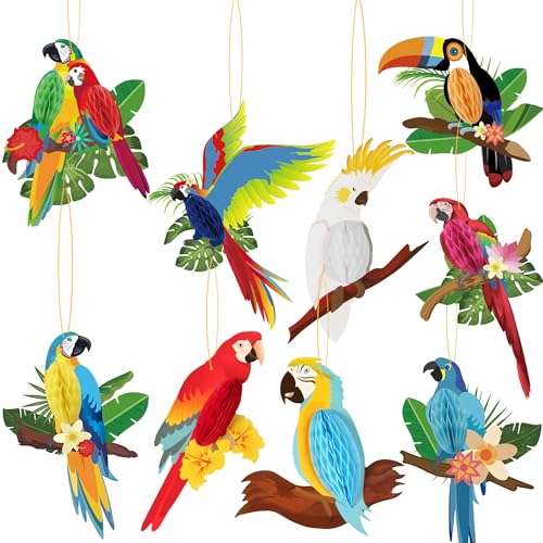 LMSHOWOWO 9 Stück Tropische Vogeldekoration, Papier Papagei Hängende Dekorationen, Tropische Vögel Wabenausschnitte, für Geburtstag Hawaii Deko Dschungel Deko Hawaii Sommer Tropical Party Dekorationen LMSHOWOWO 9 Stück Tropische Vogeldekoration, Papier Papagei Hängende Dekorationen, Tropische Vögel Wabenausschnitte, für Geburtstag Hawaii Deko Dschungel Deko Hawaii Sommer Tropical Party Dekorationen von LMSHOWOWO