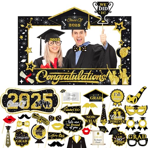 LMSHOWOWO Graduation Deko 2025, Fotobox Accessoires, 30 Stück Abschluss Foto Requisiten und Fotorahmen für ABI 2025 Abschluss Deko Abschlussfeier Geburtstag LMSHOWOWO Graduation Deko 2025, Fotobox Accessoires, 30 Stück Abschluss Foto Requisiten und Fotorahmen für ABI 2025 Abschluss Deko Abschlussfeier Geburtstag von LMSHOWOWO