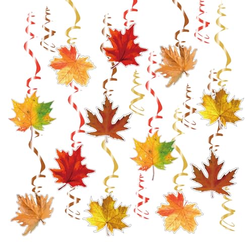 LMSHOWOWO Hängewirbel zum Aufhängen, 30 Stück, Folie, Herbst, Erntedankfest, hängende Deckenwirbel, Luftschlangen mit Ahornblättern für Herbst, Erntedankfest, Ernte, Herbstdekoration, Partyzubehör LMSHOWOWO Hängewirbel zum Aufhängen, 30 Stück, Folie, Herbst, Erntedankfest, hängende Deckenwirbel, Luftschlangen mit Ahornblättern für Herbst, Erntedankfest, Ernte, Herbstdekoration, Partyzubehör von LMSHOWOWO