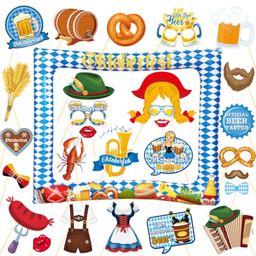 LMSHOWOWO Oktoberfest Deko Set, 28 Stück Oktoberfest Photo Booth Props, Bayrische Deko Aufblasbarer Fotorahmen, Bierfest Foto Requisiten Fotobox Accessoires, für Bayern Bier Party Dekoration Zubehör LMSHOWOWO Oktoberfest Deko Set, 28 Stück Oktoberfest Photo Booth Props, Bayrische Deko Aufblasbarer Fotorahmen, Bierfest Foto Requisiten Fotobox Accessoires, für Bayern Bier Party Dekoration Zubehör von LMSHOWOWO