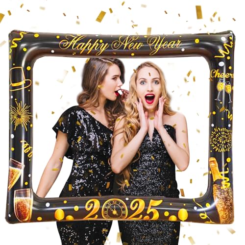 LMSHOWOWO Silvester Deko 2025, 2025 Neujahr Aufblasbarer Fotorahmen, Schwarz Gold Silvester Aufblasbarer Bilderrahmen, Silvester Selfie Rahmen, für Neujahr Weihnachten Geburtstag Party Deko LMSHOWOWO Silvester Deko 2025, 2025 Neujahr Aufblasbarer Fotorahmen, Schwarz Gold Silvester Aufblasbarer Bilderrahmen, Silvester Selfie Rahmen, für Neujahr Weihnachten Geburtstag Party Deko von LMSHOWOWO