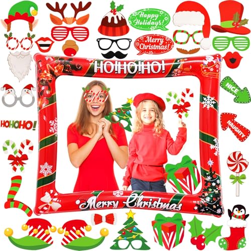 LMSHOWOWO Weihnachten Aufblasbarer Fotorahmen, mit 32 Stück Weihnachtsfeier Foto Requisiten, Weihnachtsfeier Fotorequisiten, Fotobox Accessoires Weihnachten, Weihnachten Photo Booth Requisiten LMSHOWOWO Weihnachten Aufblasbarer Fotorahmen, mit 32 Stück Weihnachtsfeier Foto Requisiten, Weihnachtsfeier Fotorequisiten, Fotobox Accessoires Weihnachten, Weihnachten Photo Booth Requisiten von LMSHOWOWO