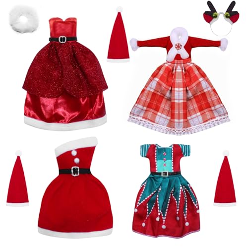 4 Stück Weihnachten Puppen Kleidung, Puppen Zubehör mit Röcke,Mützen,Schals, Weihnachten Puppe Kostüm, Weihnachts Puppenkleidung Set für 30 cm Puppen 4 Stück Weihnachten Puppen Kleidung, Puppen Zubehör mit Röcke,Mützen,Schals, Weihnachten Puppe Kostüm, Weihnachts Puppenkleidung Set für 30 cm Puppen von LMYEVYD