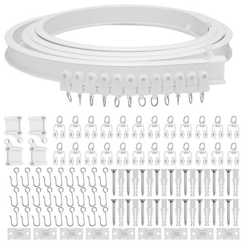 Flexible Vorhangschiene 3 Meter/9.84ft Gardinenschiene Deckenmontage mit Stummen Rollen, Gebogene Deckenschiene, 1 Läufige Gardinenleiste für Zimmer, Balkone, Büros, Duschecke, Erkerfenster Flexible Vorhangschiene 3 Meter/9.84ft Gardinenschiene Deckenmontage mit Stummen Rollen, Gebogene Deckenschiene, 1 Läufige Gardinenleiste für Zimmer, Balkone, Büros, Duschecke, Erkerfenster von LMYEVYD