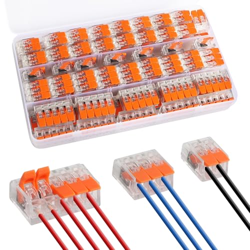 Kabelverbinder, 75 Stück Kabelklemmen Elektro, Wiederverwendbare Klemmen Set mit Betätigungshebel, 4mm² Leiter LüSterklemmen Verbindungsklemme für Für 2-3-5 Leiter Feste Elektro Draht Kabelklemmen Kabelverbinder, 75 Stück Kabelklemmen Elektro, Wiederverwendbare Klemmen Set mit Betätigungshebel, 4mm² Leiter LüSterklemmen Verbindungsklemme für Für 2-3-5 Leiter Feste Elektro Draht Kabelklemmen von LMYEVYD