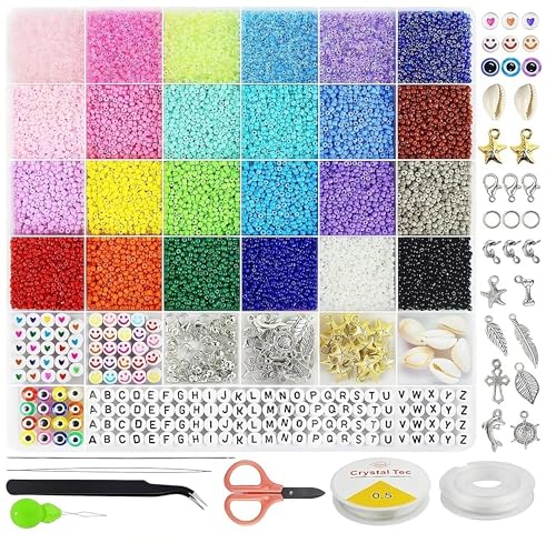 LMYKH 16800 Stück Perlen für Armbänder, 24 Farben 2mm Perlenset, Schmuck Selber Machen Set für Weihnachten, Feiertage, Geburtstage, Partys, Belohnungen, Armbänder Selber Machen (2 mm-24 farben) von LMYKH